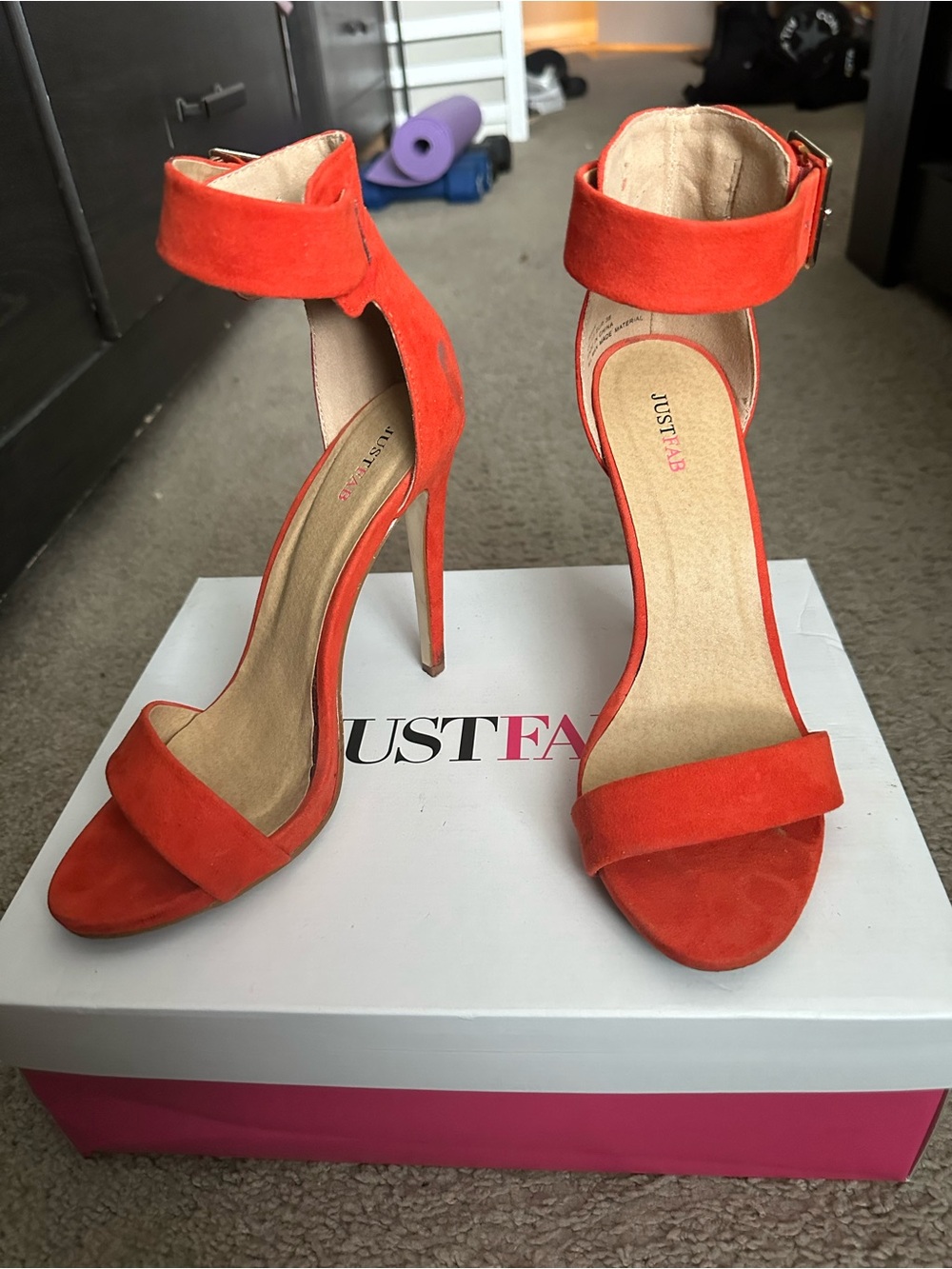 JustFab Orange Ankle Strap Heels